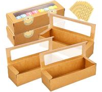 Abaodam 50 Pezzi Marrone Scatola per Macaron con Finestra Trasparente in | Adesivi Decorativi, Presentazione Regalo, per 5, Uso Pasticceria e Asporto