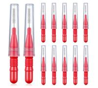 Abaodam 50 Pezzi Spazzolino Interdentale Rosso in Plastica Setole Morbide | Impugnatura Ergonomica Sottile, Pulizia tra Denti, per Protesi e Apparecchi, Viaggio e Dopo i Pasti