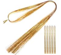 Abaodam 6 Pezzi Extension Chioma Tinsel Glitter Oro in Poliestere per Ragazze e Donne Kit Facile da Usare per Acconciature Fai da Te Eleganti alla Moda