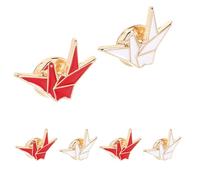 Abaodam 6 Pezzi Spilla da Donna Elegante a Forma di Gru Origami in Lega, Set da 6 Pezzi Rosso e Bianco, Accessorio Leggero e Decorativo per Abbigliamento, Zaini e Borse, per Eventi e