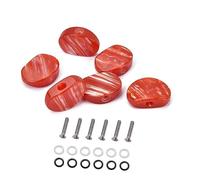 Abaodam 6pezzi Piroli Per Chitarra in Metallo Bottone in Acrilico Rosso Meccaniche Per Chitarra Acustica Chiavi Di Accordatura Set Di Ricambio Ghiere Bianche e Nere e Viti Per Installazion