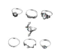 Abaodam 7 pezzi Anelli Vintage da Donna Regolabili Design Serpente Delicato Gioielli per Tutte le Dita Stile Retrò Elegante per Occasioni Speciali