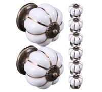 Abaodam 8 Pezzi Pomelli per Armadi in Ceramica Bianca a Forma di Zucca Superficie Levigata e Piacevole al Tatto, Manopole Decorative per Cucina e Mobili