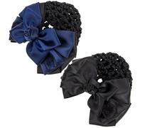 Abaodam Accessori Chioma Copri Chignon da Donna Fiocco e Rete, 2 Pezzi, Fermagli per Ambienti Lavorativi come Hostess e Cameriera