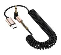 Abaodam Adattatore Audio Type- 3,5mm Cavo a Molla Nero | PVC e Rame, Plug And Play, Trasmissione Stabile, per Auricolari Cablati, Viaggio e Ingresso Aux Auto