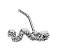 Abaodam Anello per Naso a Forma di Serpente in Acciaio Inox Zirconia, Piercing Nasale l Parte Posteriore Piatta, Gioielli da Piercing Sicuri e Distintivi per Donna