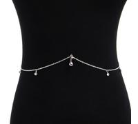 Abaodam Anello per Ombelico Design Semplice e Creativo con Pietre Decorative in Metallo Argento Facile da Pulire e Confortevole da Indossare nella Stagione Calda per Abbinare Bikini