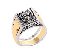Abaodam Anello Uomo con Scomparto Segreto Vintage in Resistente Design Carved Leone Anello Mignolo con Scatola Portaoggetti Stile Punk Chic e Durevole