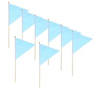 Abaodam Bandiere di Marcatura da Giardino 8 Pezzi con Palo in Legno, Bandiere Triangolari in Poliestere per Irrigazione Prato e Segnali di Confine Proprietà, per Uso Esterno e Orto