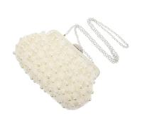 Abaodam Borsa da Notte Elegante Donna Pochette con Perline Bianche Dettagli in Lega Resistente e Pratica per Feste e Cerimonie Classica e Raffinata