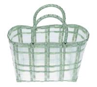 Abaodam Borsa Intrecciata a Mano in Plastica Verde Manico, Borsa Casual per Spiaggia e Shopping, per Trasportare Verdure e Oggetti Vari