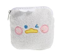 Abaodam Borsa Porta Trucchi in Peluche Bianco Ricamo Cartoon, Custodia Morbida per Chiavi e Cellulari, per Assorbenti Mestruali e Quotidiano