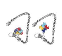 Abaodam Bracciale Autismo Ciondolo a Forma di Puzzle Set 2 Pezzi Delicata Catena da Polso Resistente al Colore e Antiruggine Accessorio Moda per Consapevolezza Autismo e Regalo per e