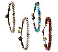 Abaodam Bracciale in Pietra Naturale Intrecciato Perline Colorate, Corda e Ferro, Design Unico e Decorativo, come per Portare Gioia e Fortuna Colore