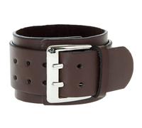 Abaodam Bracciale Pelle Uomo Doppio con Grande Fibbia Vintage Polsiera Cuoio Resistente e Chic per Regalo e Uso Quotidiano Colore Caffè
