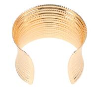 Abaodam Bracciale Rigido Aperto Facile da Indossare e Vestibilità Sicura in Ferro Color Oro Texture a Strisce con Design a C e Fascia Larga per Uomo e Donna