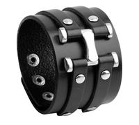 Abaodam Bracciale Uomo Non Facile da Deformare Punk Vintage in Pelle Nera e Resistente per Quotidiano e Uscite Casual