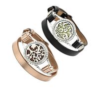 Abaodam Braccialetti Aromaterapia da Donna, Set da 2 in Pelle Diffusore di Oli Essenziali e Design Albero della Vita, Scatola Incenso a Forma di Nuvola e Albero Colore Casuale