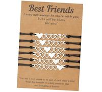 Abaodam Braccialetti di Corda Dell'amicizia Regolabili 6 Pezzi Cuore Nero per Donne Ragazze Adolescenti Accessori Moda Quotidiana Comodi da Indossare