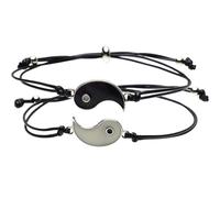 Abaodam Braccialetti Yin Yang da Coppia Regolabili in Corda Nera Braccialetti Abbinati Luminosi al Buio per Amici e Fidanzati Accessori Resistenti per Relazioni a Distanza e Regalo