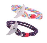 Abaodam Braccialetto a Coda di Balena Paracord in Corda Resistente, Set da 2 Pezzi Unisex Nautico Gancio in Metallo, Accessorio Casual per Uomo e Donna da Polso per Uso Quotidiano