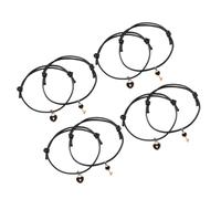 Abaodam Braccialetto Coppia Regolabile in Lega di Zinco Nero Cuore e Chiave Set 4 Paia Accessori da Polso per Ragazze Gioielli Eleganti per Amicizia e Fidanzate Adatti a Ogni