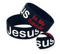 Abaodam Braccialetto in Silicone Jesus Is My Savior da 2 Pezzi, Bracciale Unisex Leggero e Traspirante, Fascia da Polso Elegante per Uomo e Donna, Accessorio Personale per Uso Quotidiano