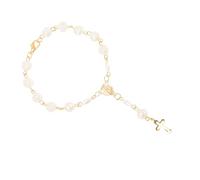 Abaodam Braccialetto Religioso Croce in Perline Dorate, Bracciale Rosario da Donna e Uomo, Gioielli Sacri Ciondolo Croce per Preghiera e Regalo Cerimonie Cristiane