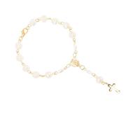 Abaodam Braccialetto Religioso Croce in Resina e Perline Floreali, Bracciale a Croce Unisex Ciondolo Traforato, Regolabile e Confortevole, Gioielli Sacri per Donna e Uomo, Regalo