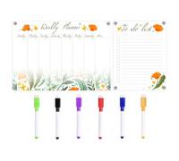 Abaodam Calendario Magnetico Trasparente in Acrilico per Frigorifero e Armadietti in Ferro, Planner Settimanale Riutilizzabile e Portatile per Condivisione Programmi e Pianificazione