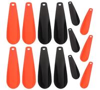 Abaodam Calzascarpe Corto Manico in Plastica Set da 14 Pezzi Nero e Arancione per Anziani, e Disabili, Leggero e Compatto per Viaggi e Uso Quotidiano