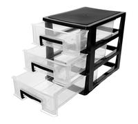 Abaodam Cassettiera in Plastica Nera 3 Strati, Design a Cassetti Multipiano per Organizzare e Massimizzare lo Spazio su Desktop e Soggiorno