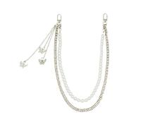 Abaodam Catena in Vita con Perle Finte per Donna Elegante in Metallo Argento, Resistente e Lucente, Design alla Moda per Occasioni Casual e Feste in Spiaggia