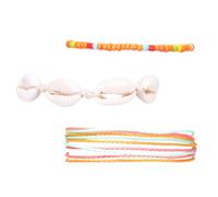 Abaodam Cavigliera Bohémien Perline Colorate e Ciondolo a Forma di Piede, Set da 3 Pezzi Arancione, Accessori Moda per Donna per Spiaggia e Look Estivo