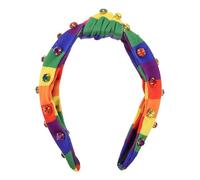 Abaodam Cerchietto per Chioma a Righe Arcobaleno Nodo Annodato e Brillantini Fascia Antiscivolo Morbido per Donna Accessorio Lgbtq per Festival e Uso Quotidiano