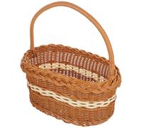Abaodam Cestino da Picnic Intrecciato a Mano Manico Cestino Portatile per Servire Spuntini e Dessert in Imitazione Rattan per Casa e Matrimonio Dimensioni 27x18x14 Cm