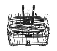 Abaodam Cestino Pieghevole in Ferro per Bicicletta con Coperchio, Portapacchi Anteriore e Posteriore, Resistente Antiruggine con Grande capacità, per Spesa e Gite Quotidiane