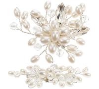 Abaodam Clip Decorativi per Scarpe da Sposa 2 Pezzi Pietre Lucenti e Perline Metallo Beige Rotondi per Tacchi Alti, Facili da Attaccare senza Danneggiare, per Decorare Pumps