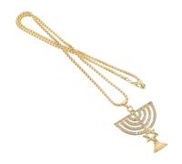 Abaodam Collana Ciondolo Menorah Ebraico in Cristallo Stella di David Strass Regalo di Hanukkah Unisex Accessori Religiosi per Festività
