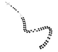 Abaodam Collana Rosario Nera Perle di Vetro Collana Ciondolo a Croce di Gesù per Uso Quotidiano