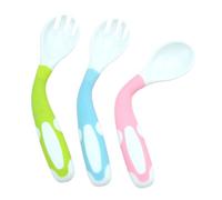 Abaodam Confezione da 3 Cucchiai E Forchette per Neonati Utensili per L'alimentazione dei Bambini Materiale Pp Sicuro per L'uso da dei Bambini Senza Manico Verde