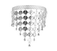 Abaodam Coperta di danza indiana catena testa indiana Gioielli per la fronte accessori per da ballo per ragazze copricapo frontale vestito di danzatrice del ventre Metallo Argento