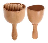 Abaodam Coppette Massaggio per Rilassare Muscoli e Stimolare Linfodrenaggio Set 2 Pezzi in Legno per Automassaggio Corpo Manuale, Strumento Portatile