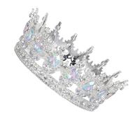 Abaodam Corona da Sovrana Strass Rotonda Grande Argento Ab per Donne Tiara Leggera da Sposa e Festa Accessori per Chioma Compleanno, Ballo di Fine Anno e Concorso