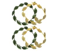 Abaodam Corona di Foglie Romane 4 Pezzi Oro e Verde Fascia a Corona Cosplay e Copricapo Rinascimentale Accessori per Chioma a Forma di Foglia per Feste Matrimoni e Carnevale
