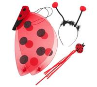 Abaodam Costume Carnevale Bambina Ladybug con Glitter, Fascia Antenne e Bacchetta Fatata, Set 3 Pezzi Rosso per Feste di Halloween e Travestimenti Stili multipli