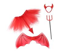Abaodam Costume Diavoletta con Corna e Rosse Accessori Halloween per Feste e Cosplay per Ragazzi e Ragazze