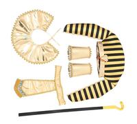 Abaodam Costume Egiziano Completo per Feste Halloween e Cosplay Accessori Performativi Resistenti Kit per Ruoli Storici con Copricapo Fascia Collare Polsini e Scettro Dorato per Party e