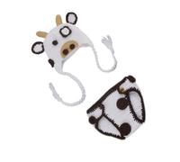 Abaodam Costume Ragazzo Ragazza Mucca 2 Pezzi per Fotografia Neonatale Cappello e Pantaloni in Cotone Traspirante Elasticizzato Abbigliamento per Servizi Fotografici e Uso Quotidiano