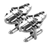 Abaodam Cufflinks da Uomo in Lega di Zinco Argento Superficie Liscia e Design a Forma di Coleottero, Accessorio Classico per Camicie e Occasioni Formali